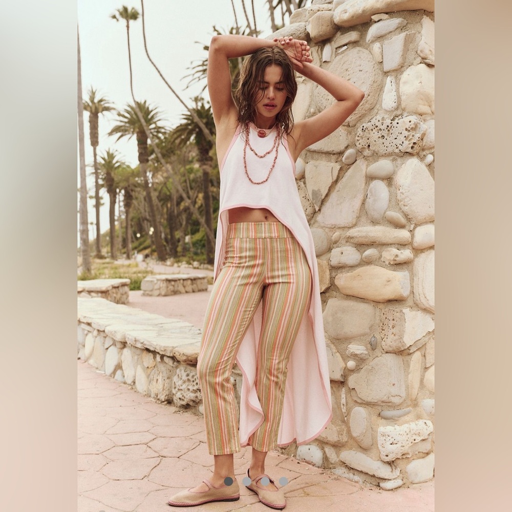 Free People In My Feelings Stripe Slim Flare Crop Pants